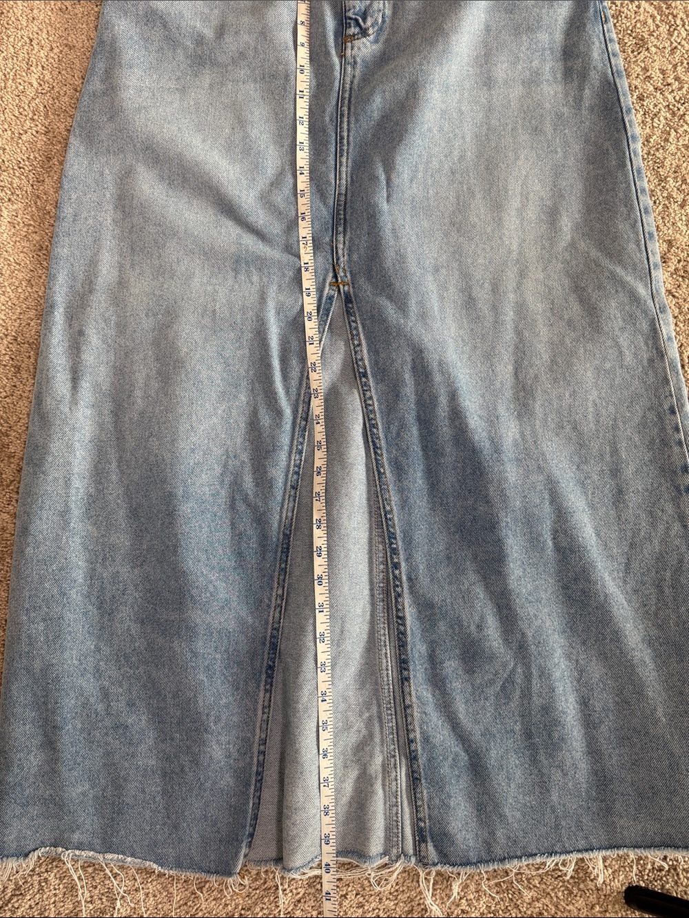 Pilcro Light Blue Denim Maxi Skirt with Front Slit - Picture 7 of 9